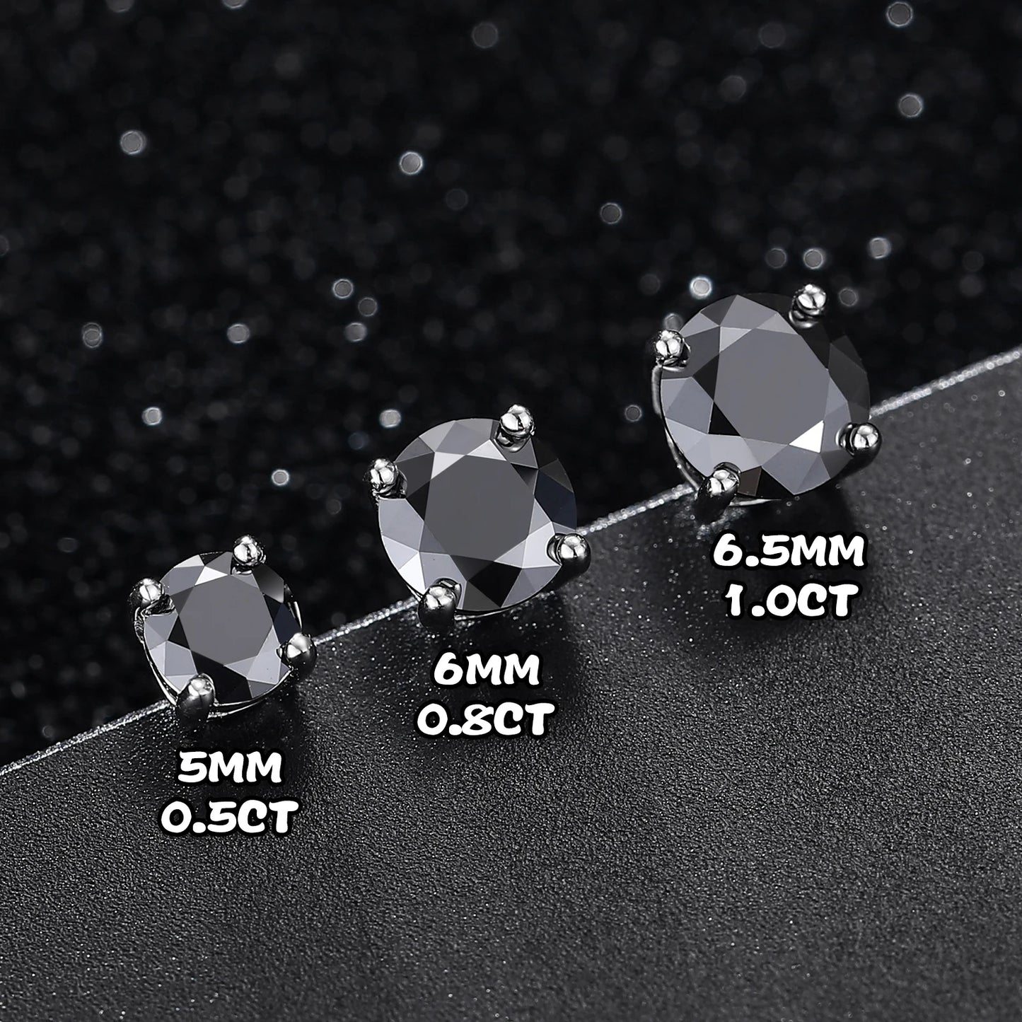 Midnight Moissanite Studs in Sterling Silver