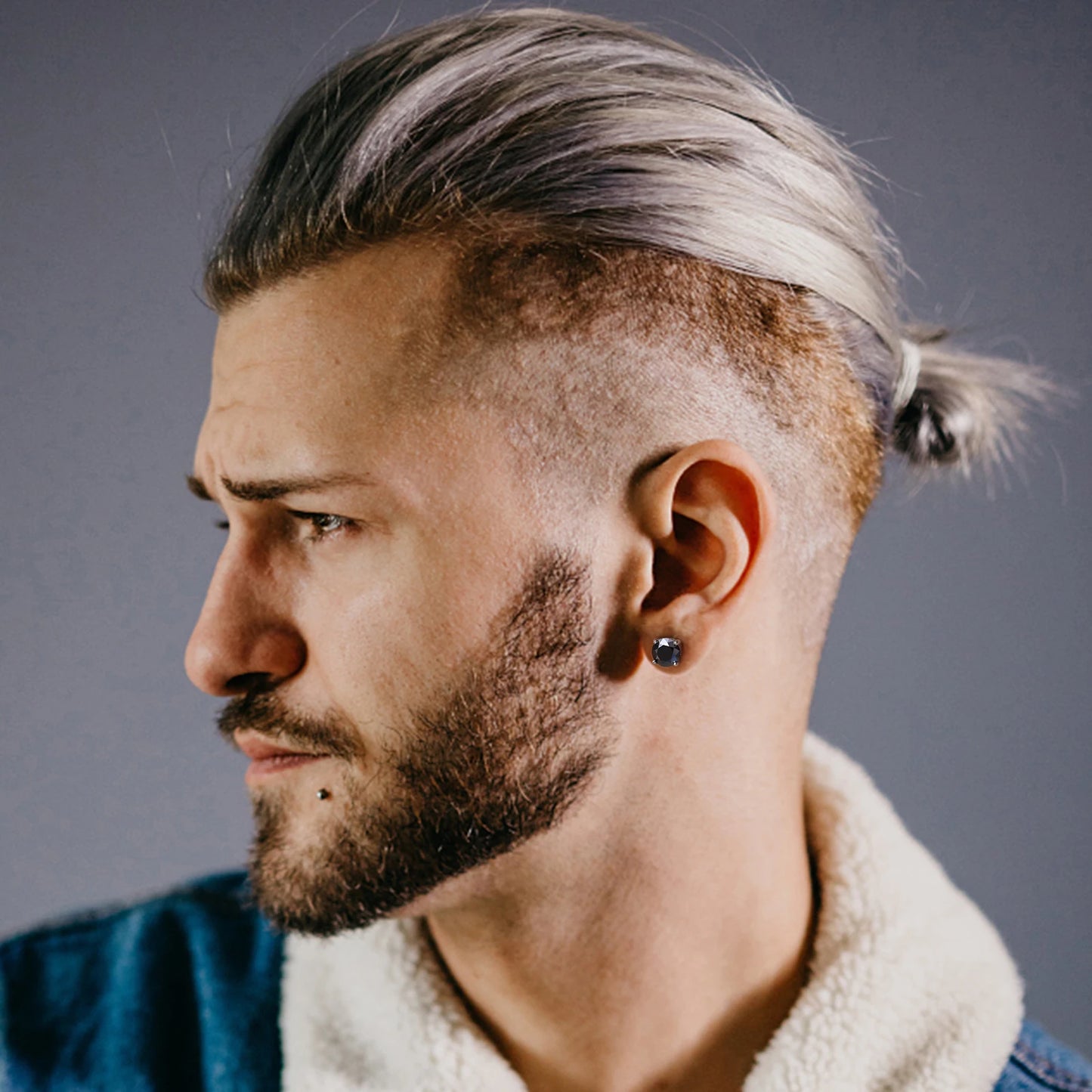 Midnight Moissanite Studs in Sterling Silver