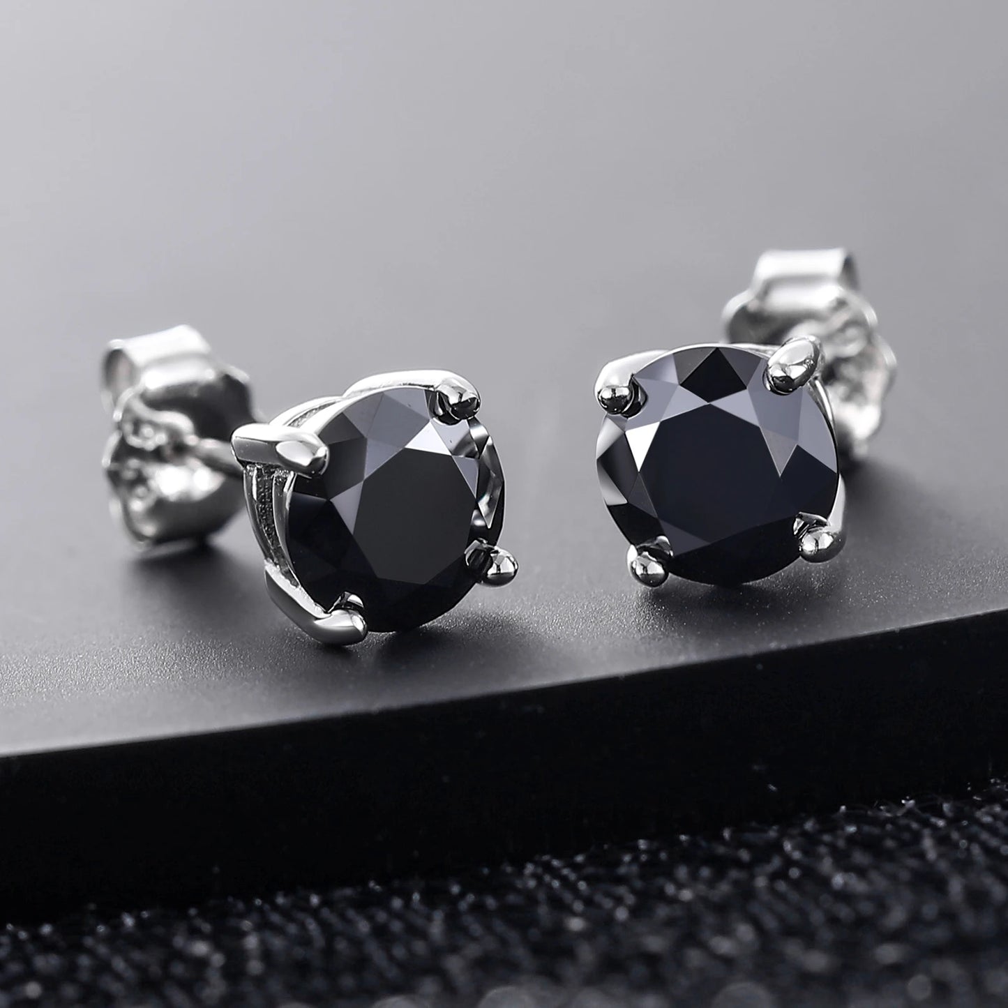 Midnight Moissanite Studs in Sterling Silver