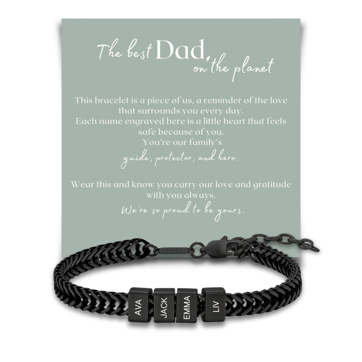 Dad Bracelet with Kids’ Names – Stainless Steel