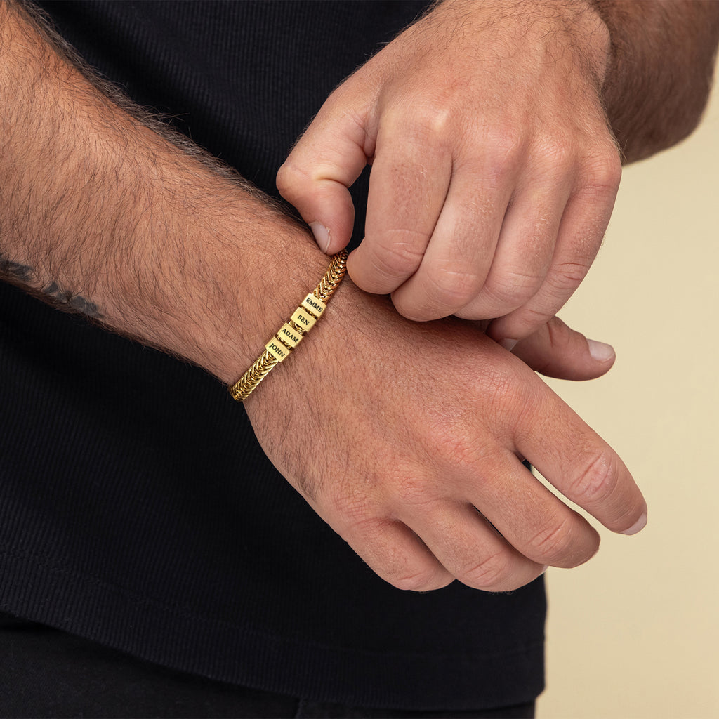 Dad Bracelet with Kids’ Names – Stainless Steel