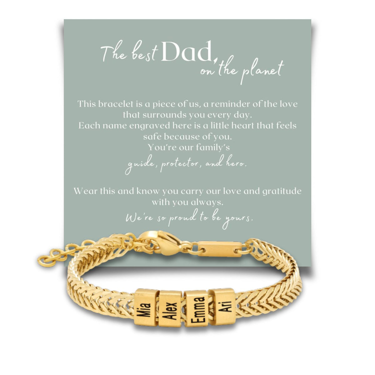 Dad Bracelet with Kids’ Names – Stainless Steel
