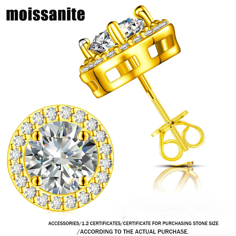 Halo Moissanite Stud Earrings in Sterling Silver