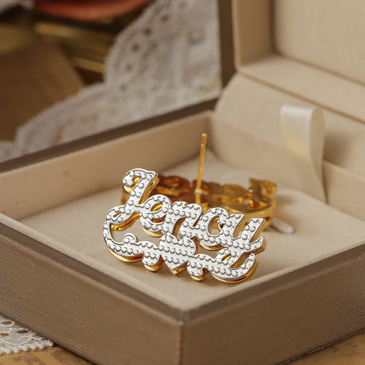 Personalized Gold-Plated Stud Earrings