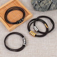 Men’s Leather Bracelet – Custom Beads & 18K Gold