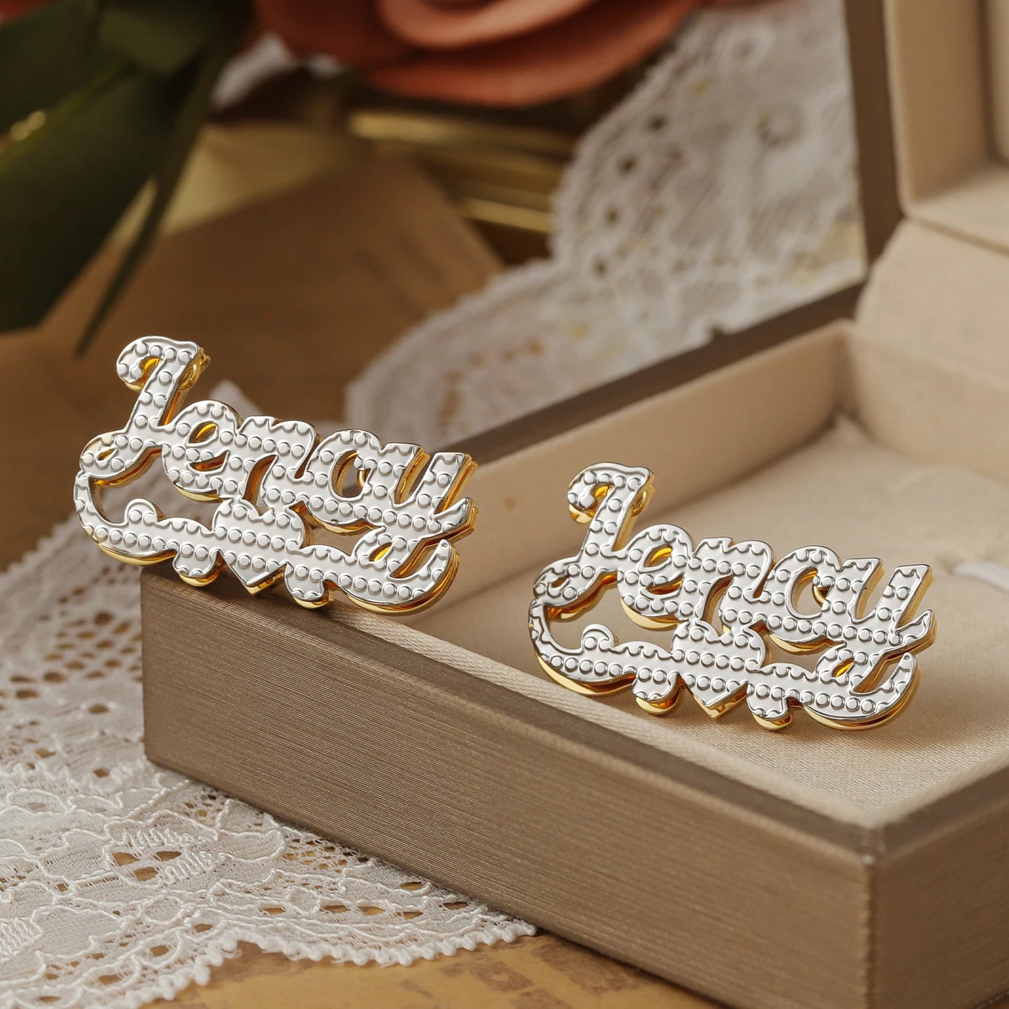 Personalized Gold-Plated Stud Earrings