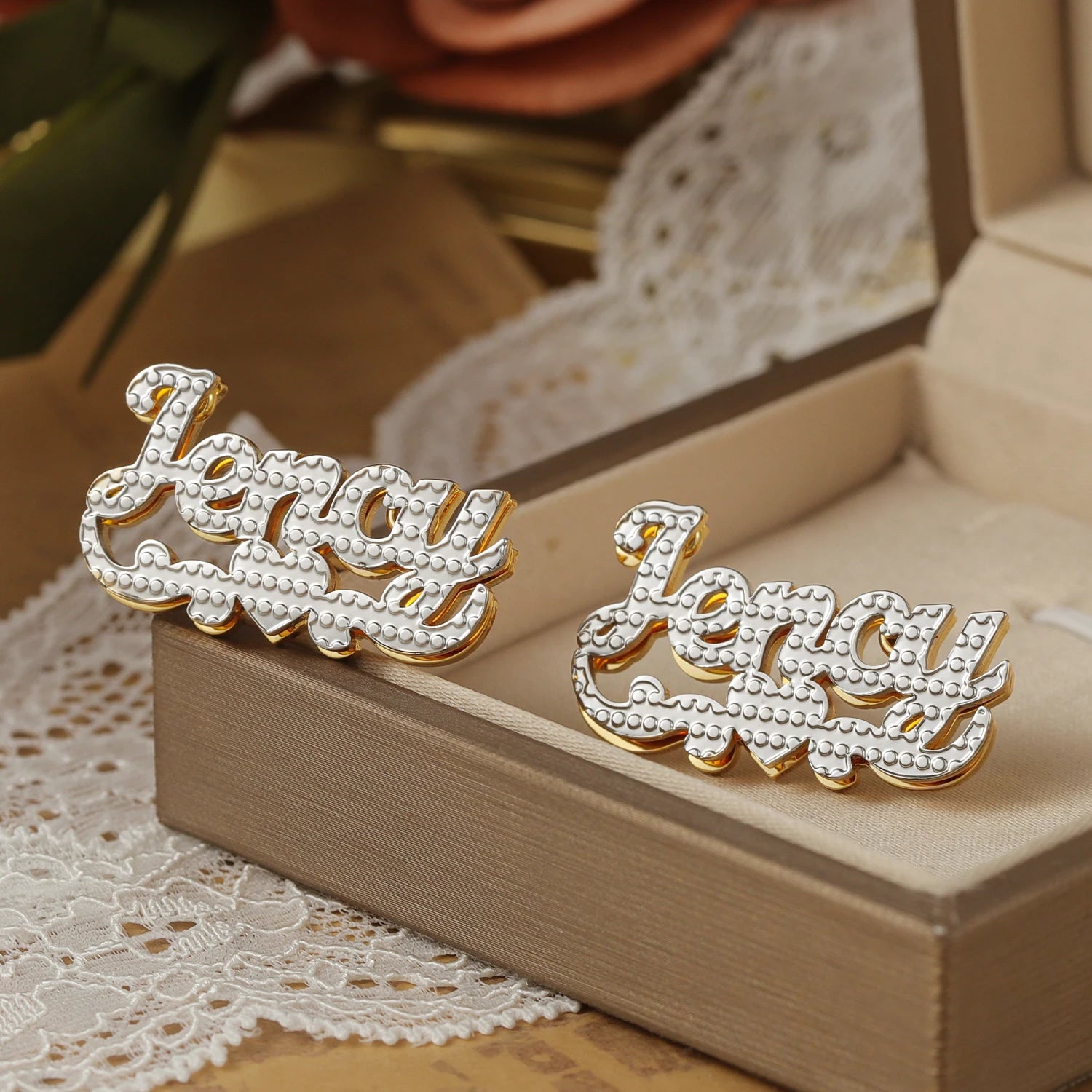 Personalized Gold-Plated Stud Earrings