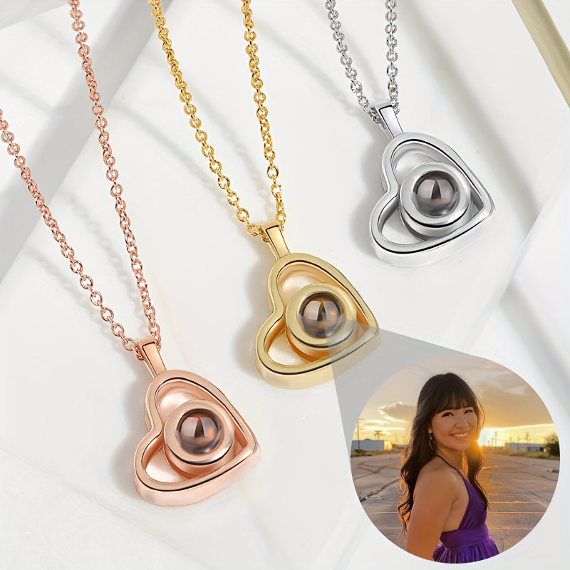 Personalized Heart Photo Necklace – Classic Lens Edition