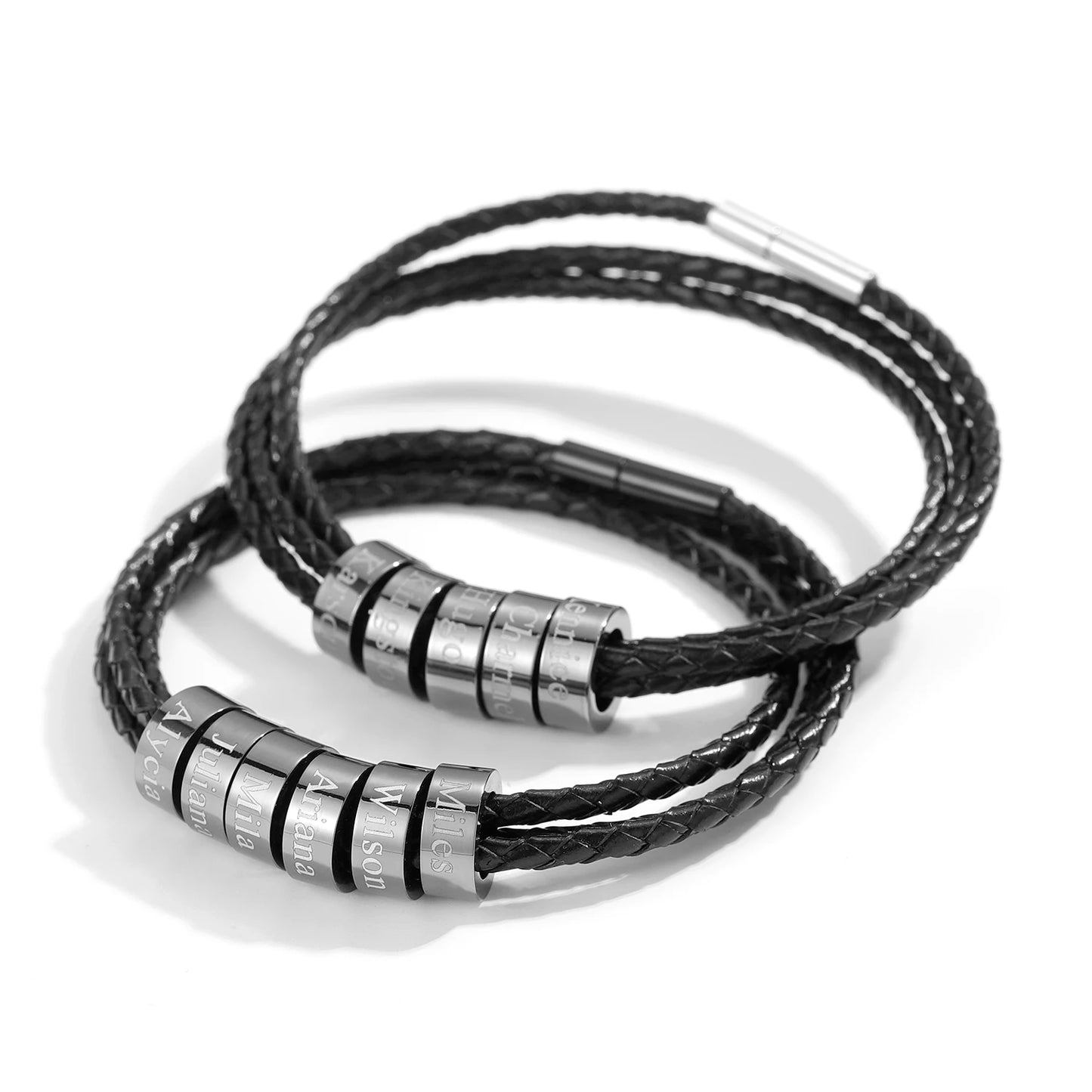 Men’s Leather Bracelet – Custom Beads & 18K Gold