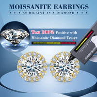 Halo Moissanite Stud Earrings in Sterling Silver