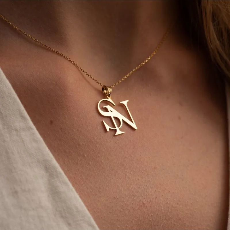 Custom Double Initial Necklace - 18K Gold
