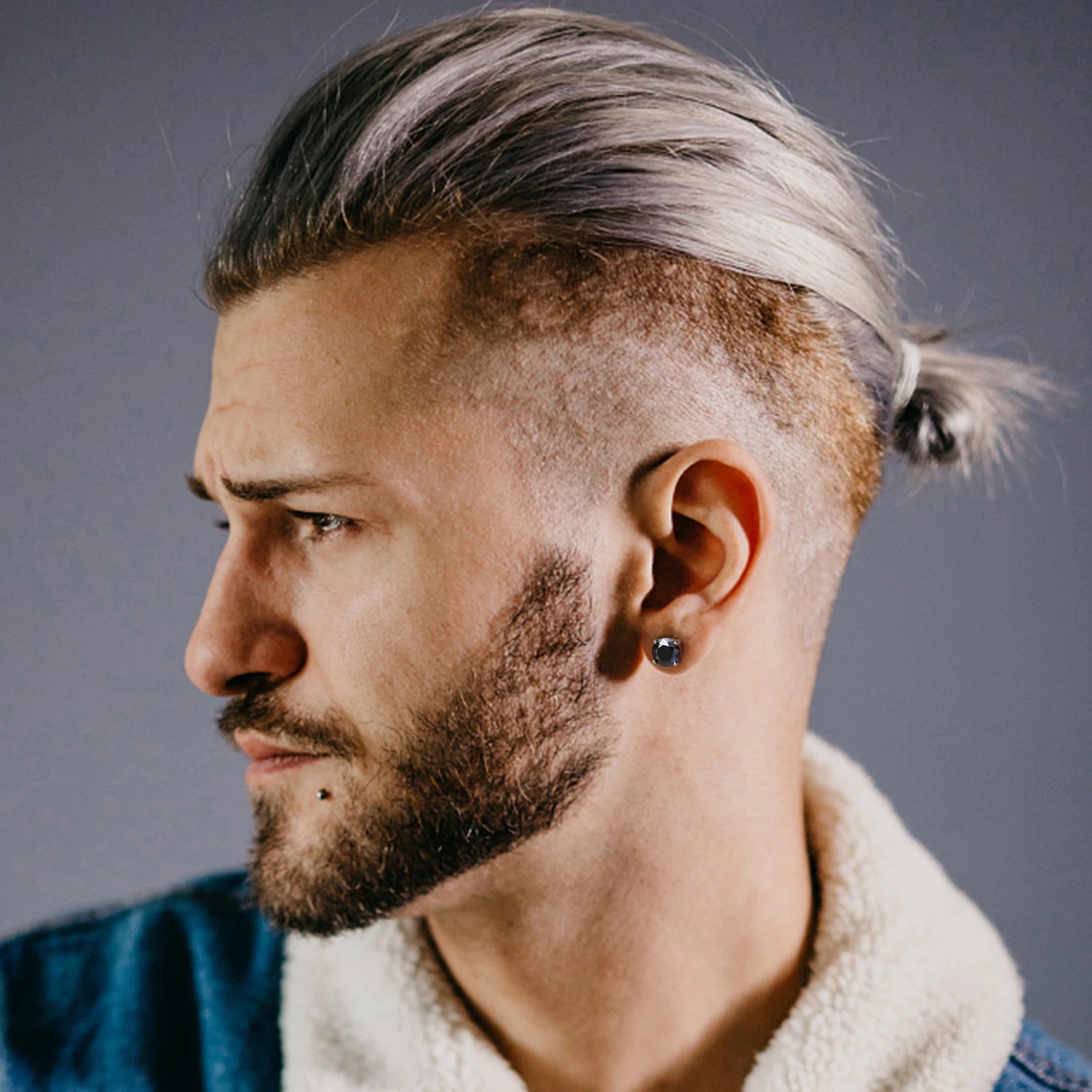 Midnight Moissanite Studs in Sterling Silver