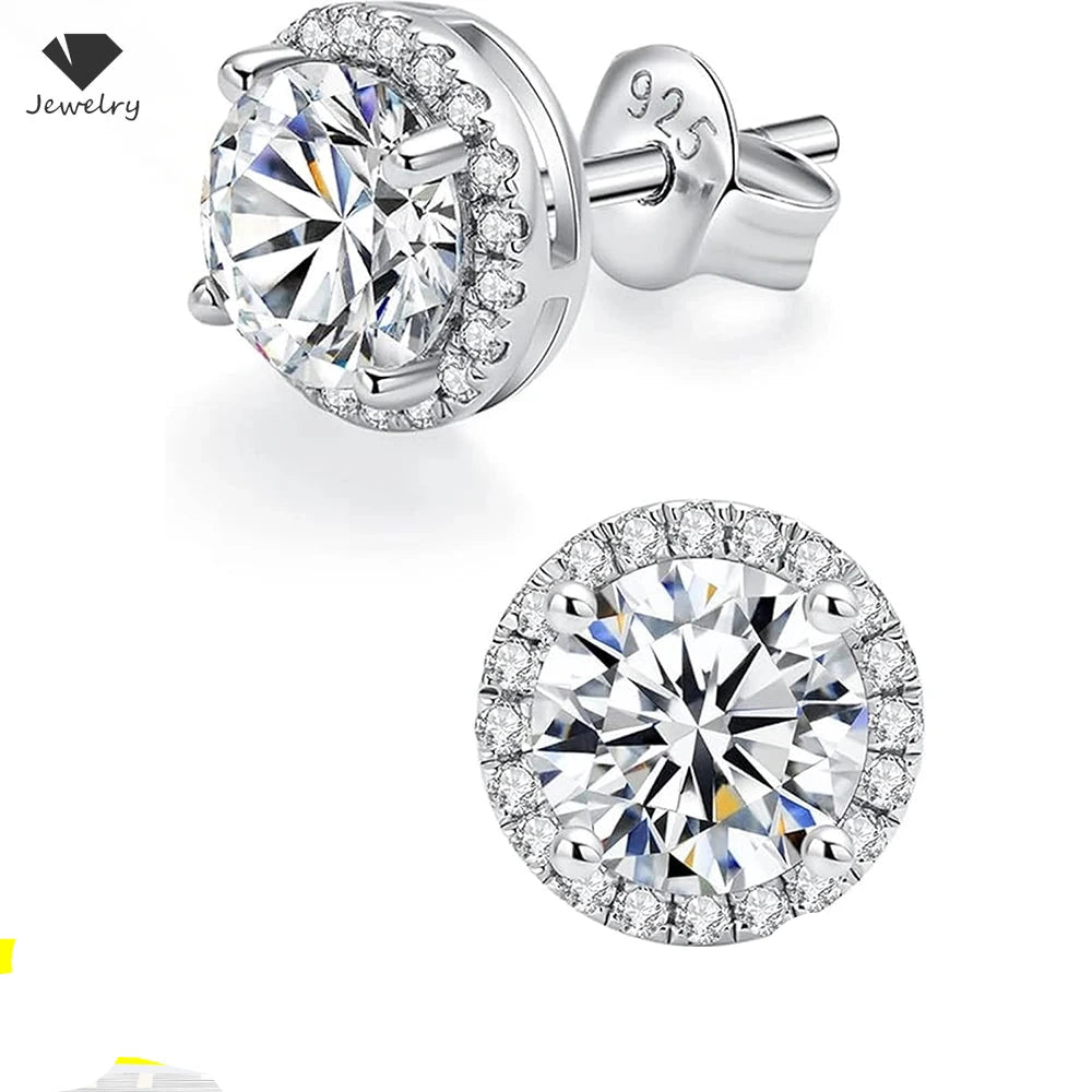 0.5CT Round Moissanite Studs – 925 Silver
