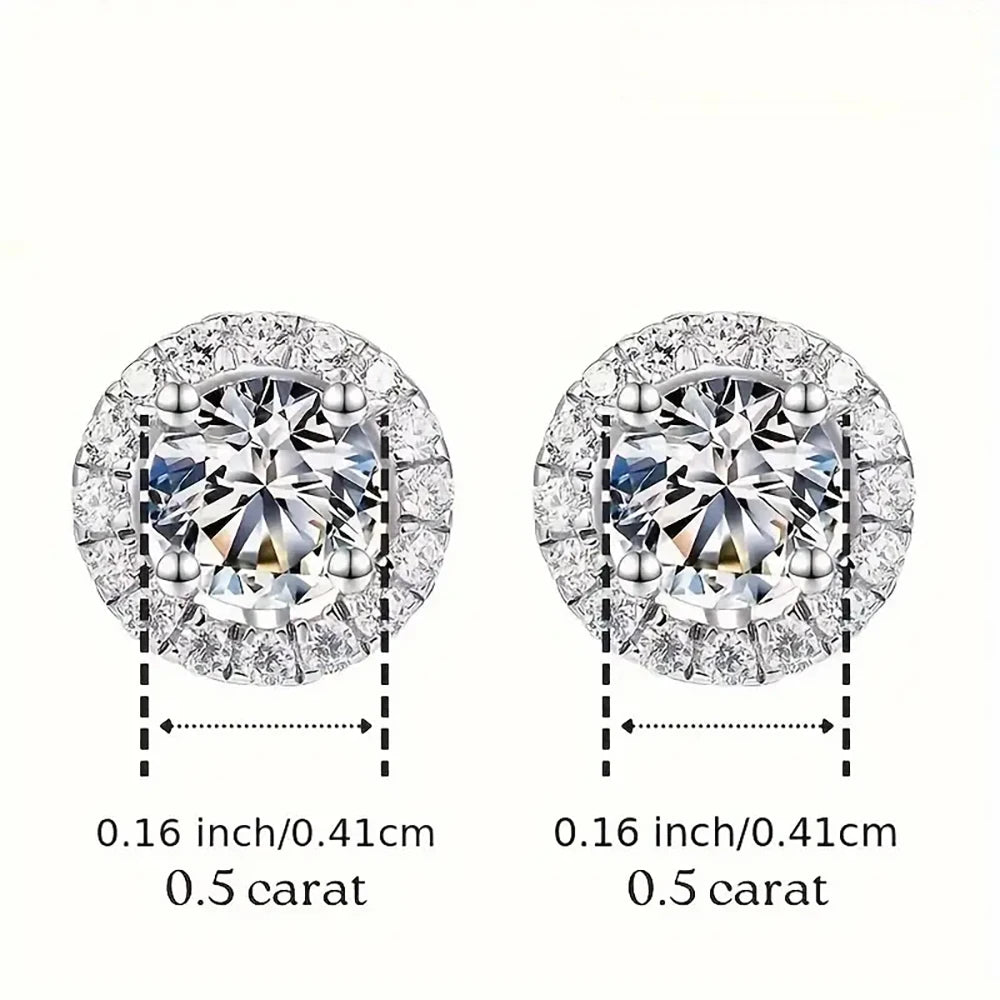 0.5CT Round Moissanite Studs – 925 Silver
