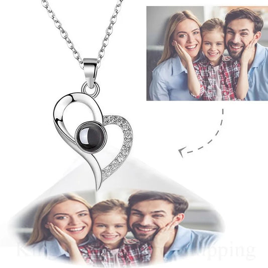 Personalized Heart Photo Necklace – Crystal Projection Edition