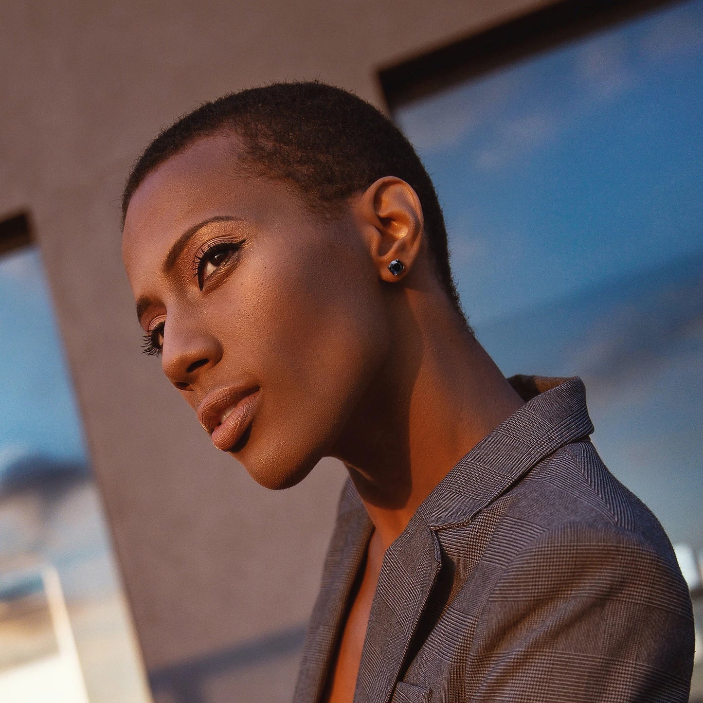 Midnight Moissanite Studs in Sterling Silver