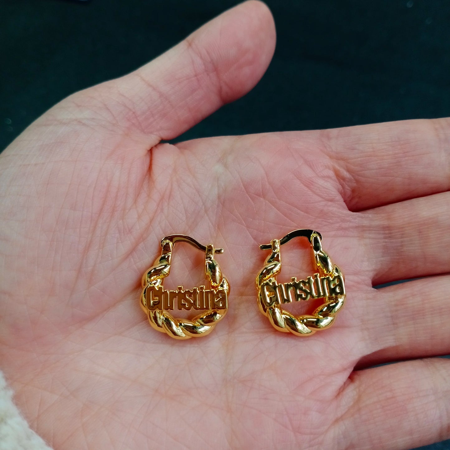 Custom Name Twist Hoop Earrings
