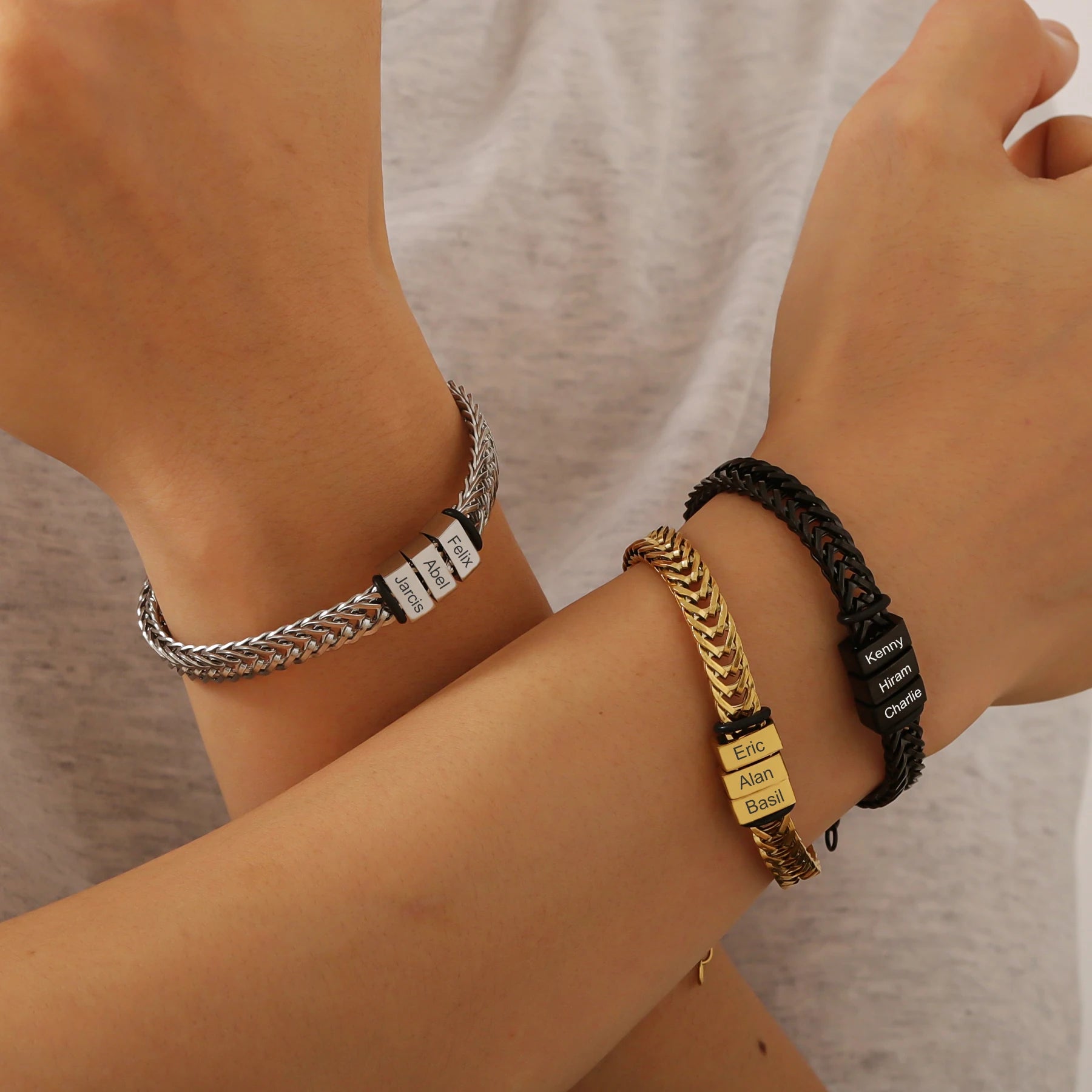 Dad Bracelet with Kids’ Names – Stainless Steel