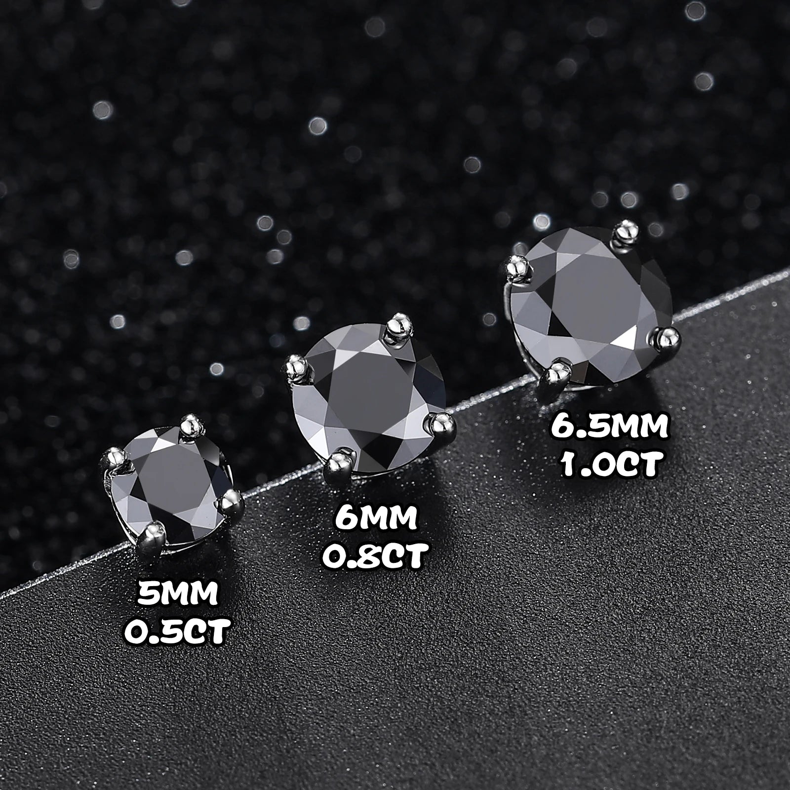 Midnight Moissanite Studs in Sterling Silver