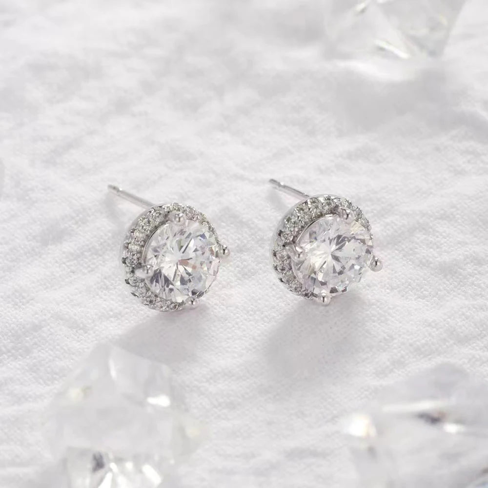 0.5CT Round Moissanite Studs – 925 Silver
