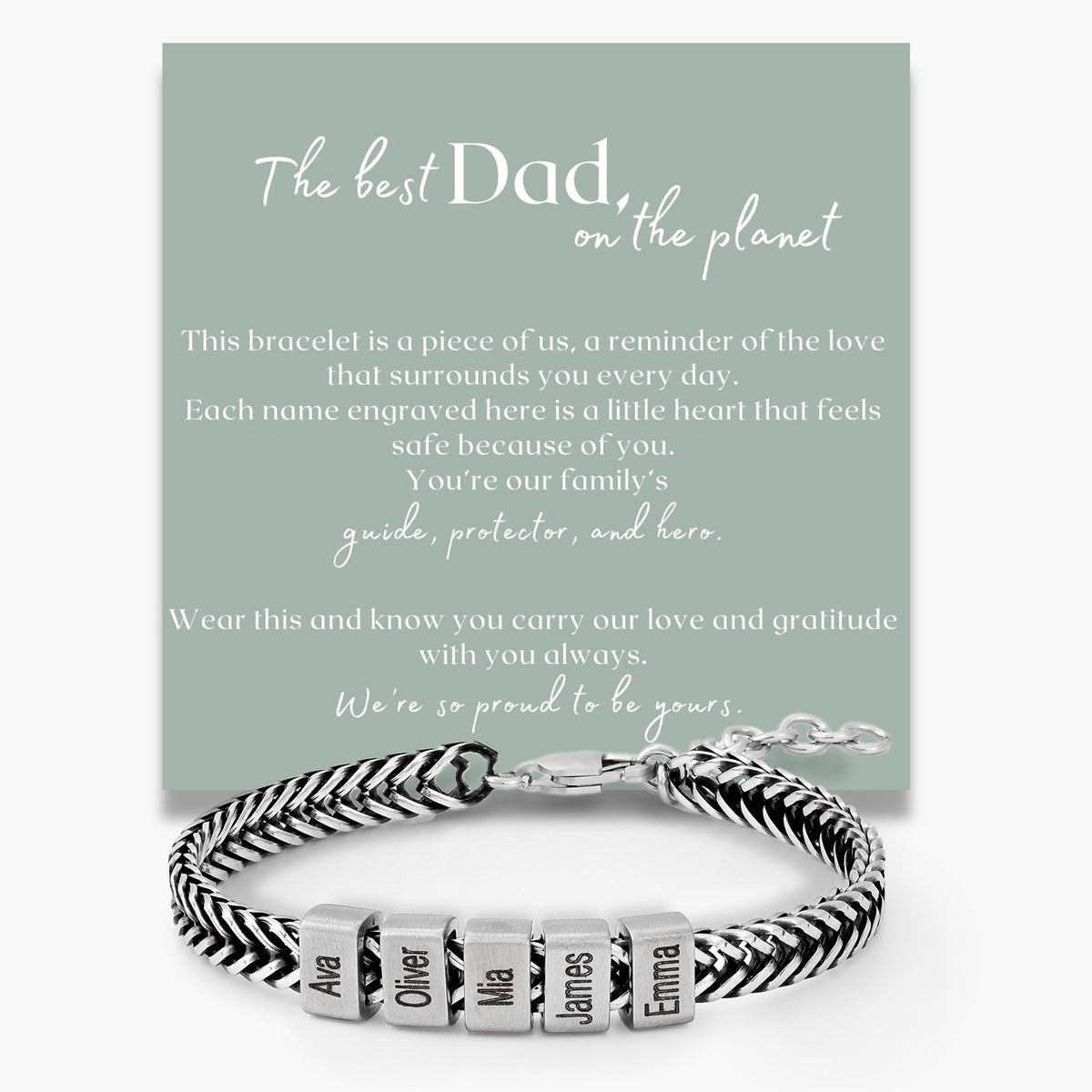 Dad Bracelet with Kids’ Names – Stainless Steel