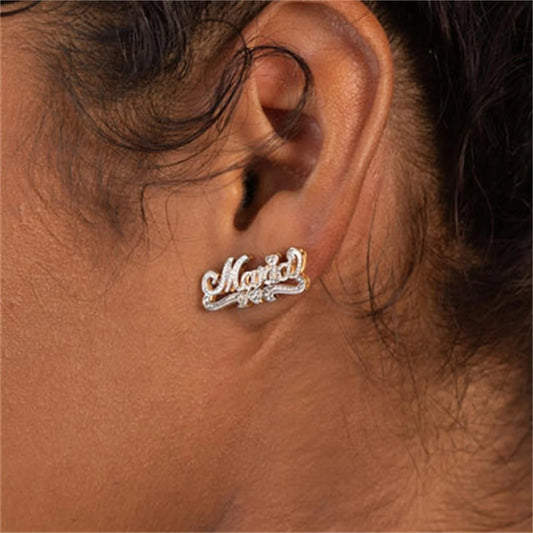 Personalized Gold-Plated Stud Earrings