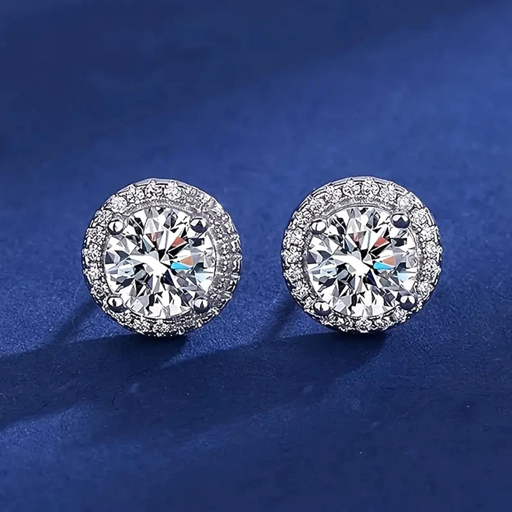 0.5CT Round Moissanite Studs – 925 Silver