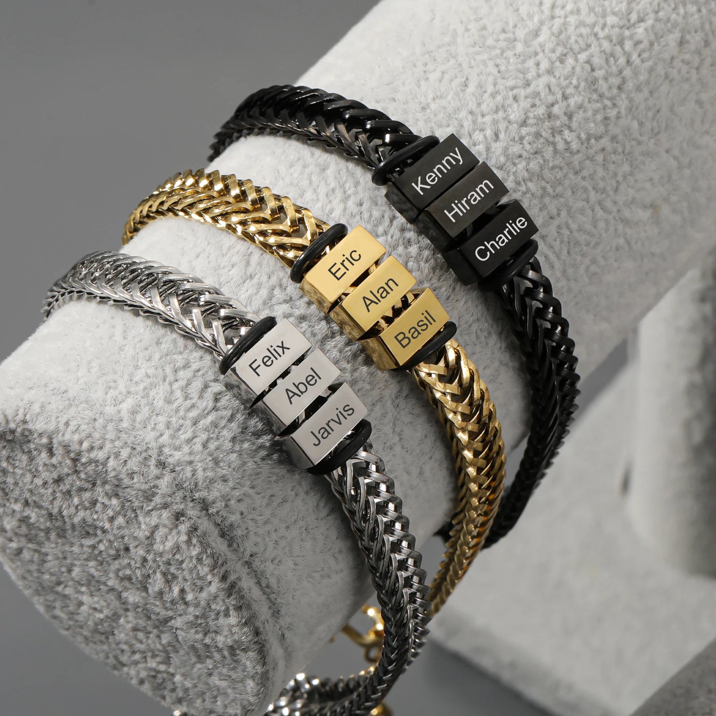 Dad Bracelet with Kids’ Names – Stainless Steel