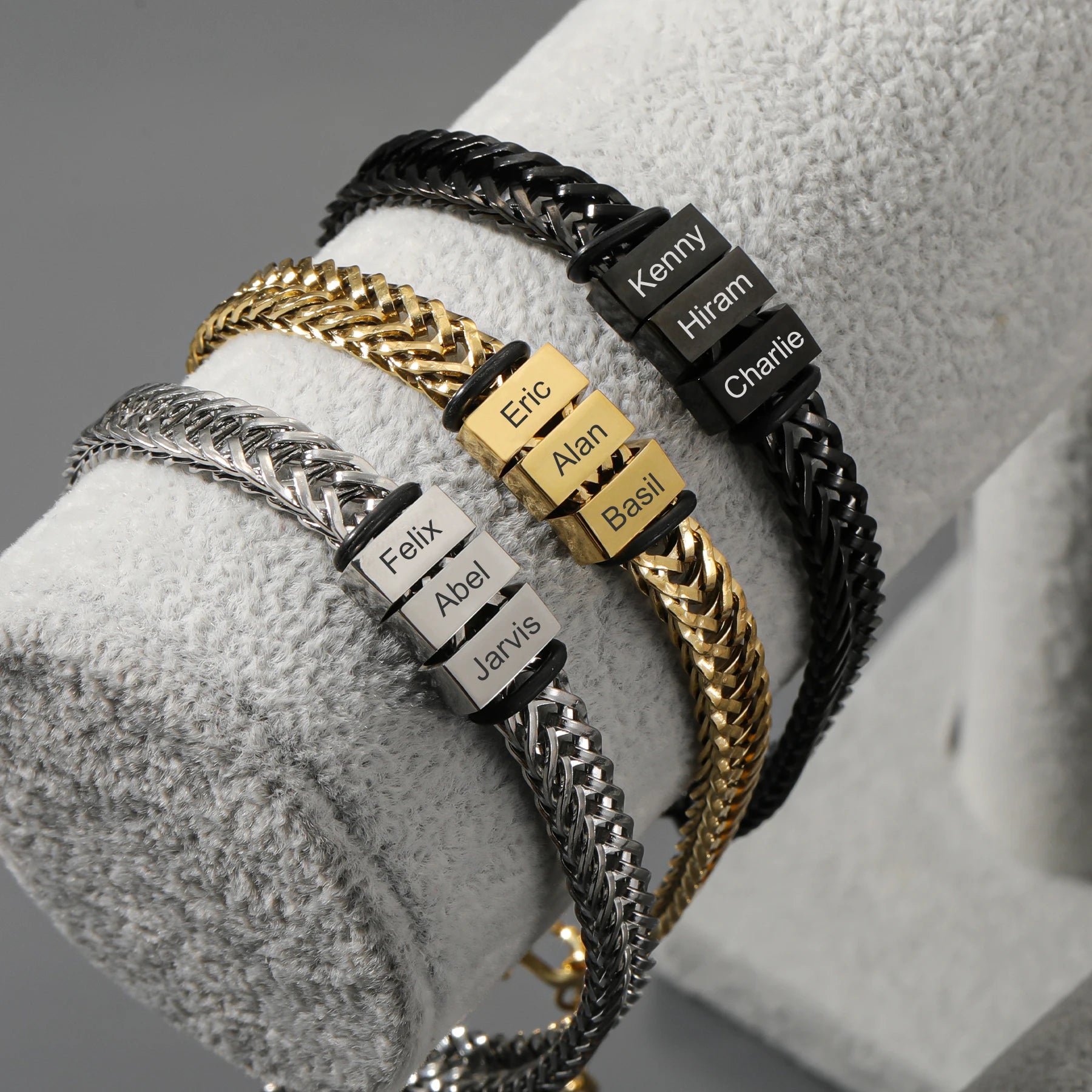 Dad Bracelet with Kids’ Names – Stainless Steel