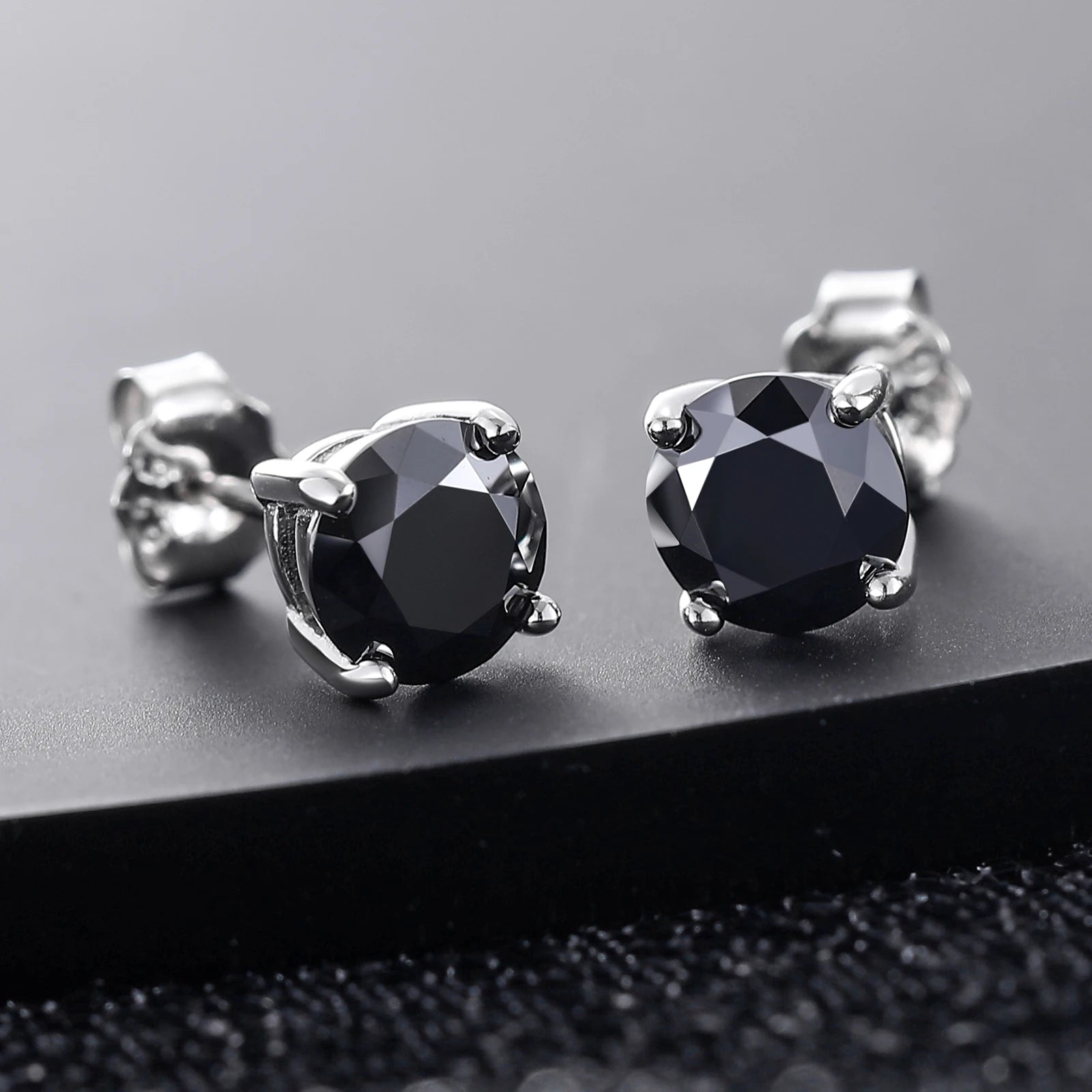 Midnight Moissanite Studs in Sterling Silver