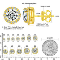 Halo Moissanite Stud Earrings in Sterling Silver