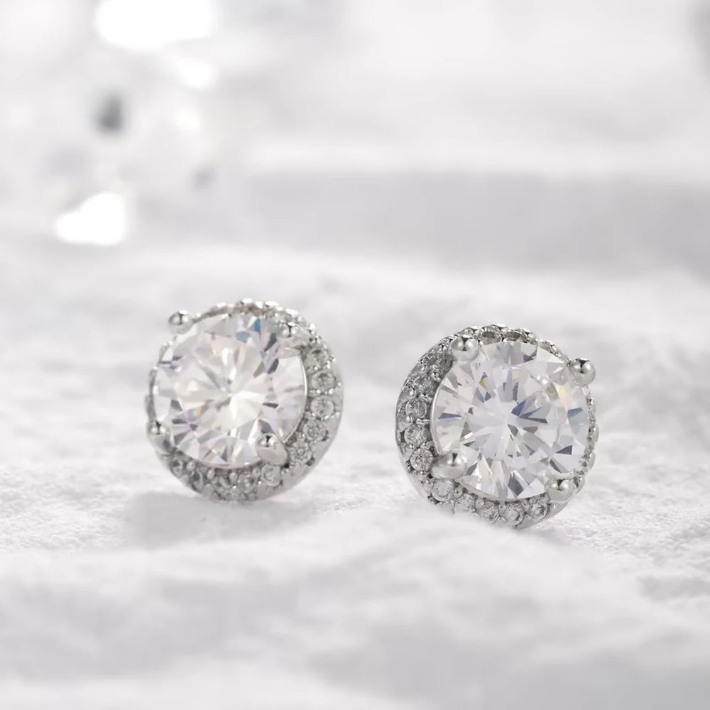 0.5CT Round Moissanite Studs – 925 Silver