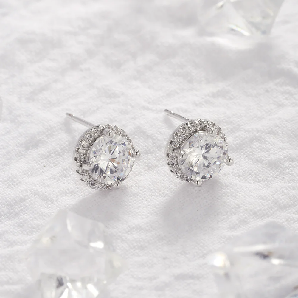 0.5CT Round Moissanite Studs – 925 Silver