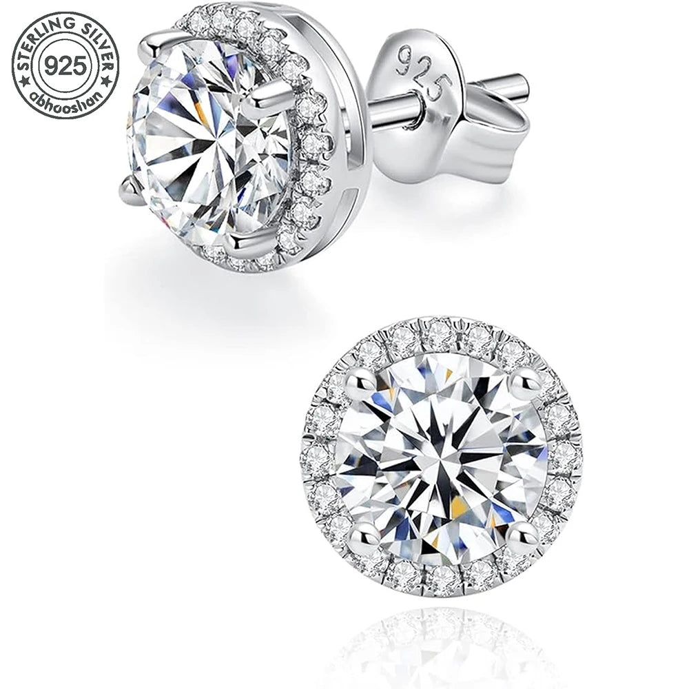 0.5CT Round Moissanite Studs – 925 Silver