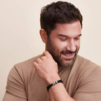 Men’s Leather Bracelet – Custom Beads & 18K Gold