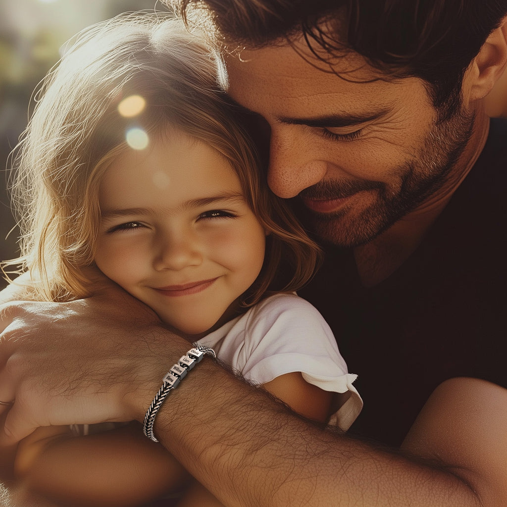 Dad Bracelet with Kids’ Names – Stainless Steel