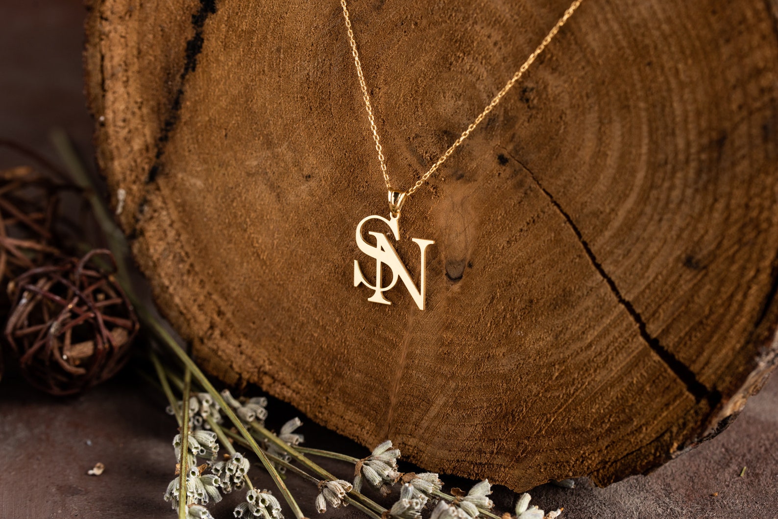 Custom Double Initial Necklace - 18K Gold