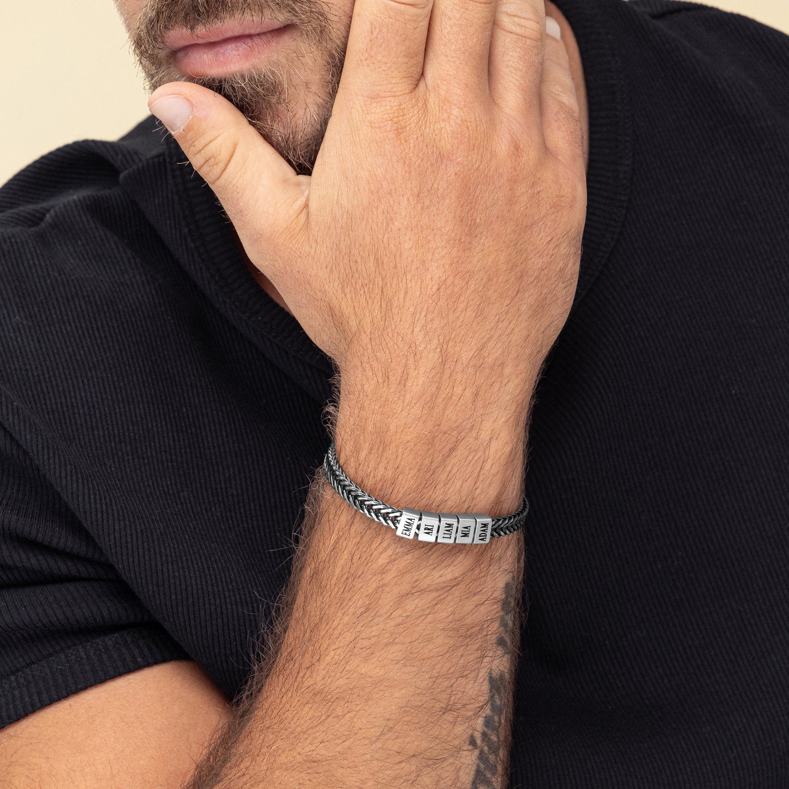 Dad Bracelet with Kids’ Names – Stainless Steel