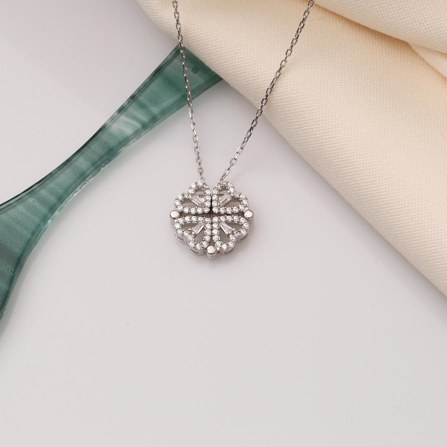 Sparkling Four-Leaf Clover Pendant