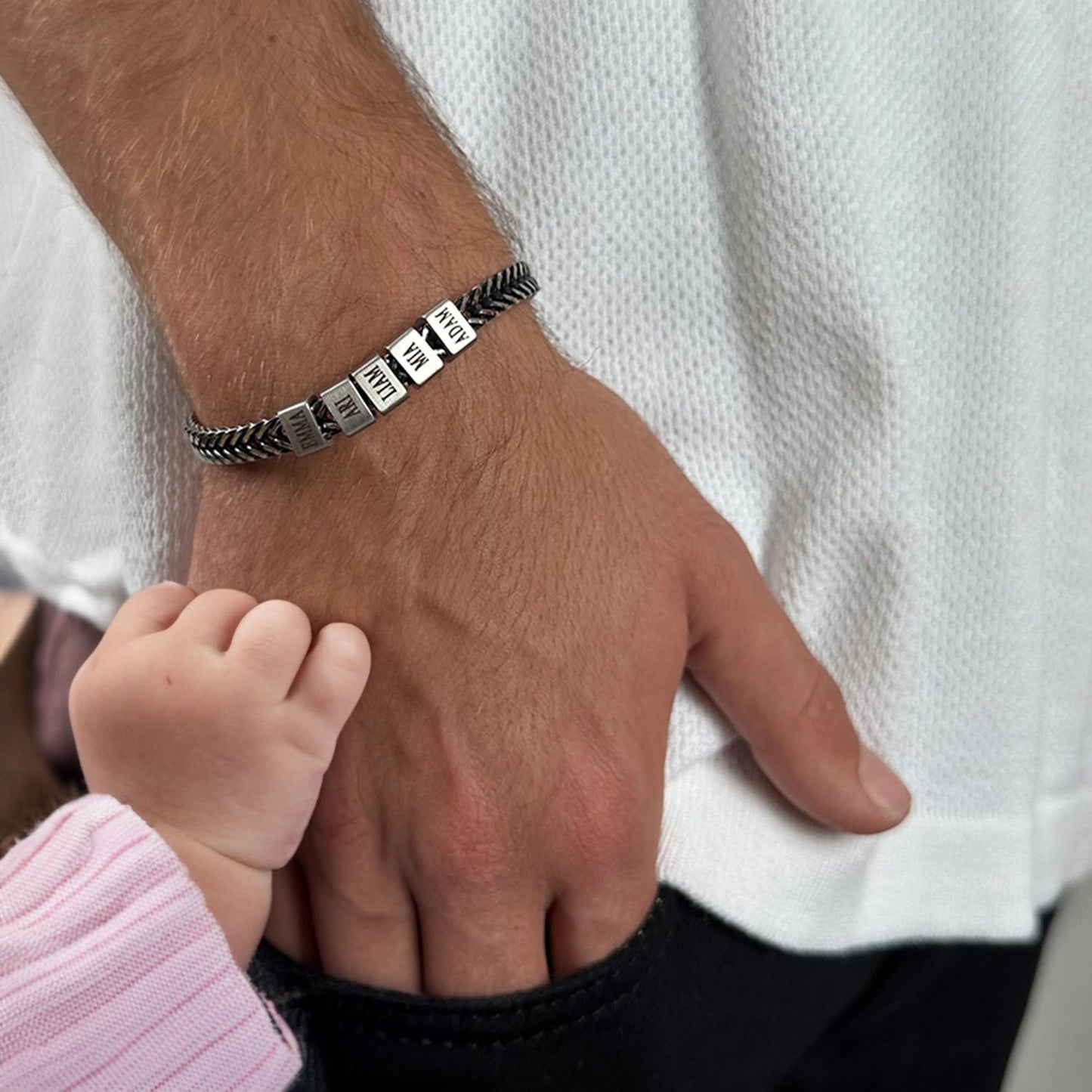 Dad Bracelet with Kids’ Names – Stainless Steel