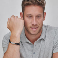 Men’s Leather Bracelet – Custom Beads & 18K Gold