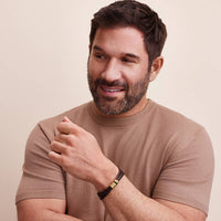 Men’s Leather Bracelet – Custom Beads & 18K Gold